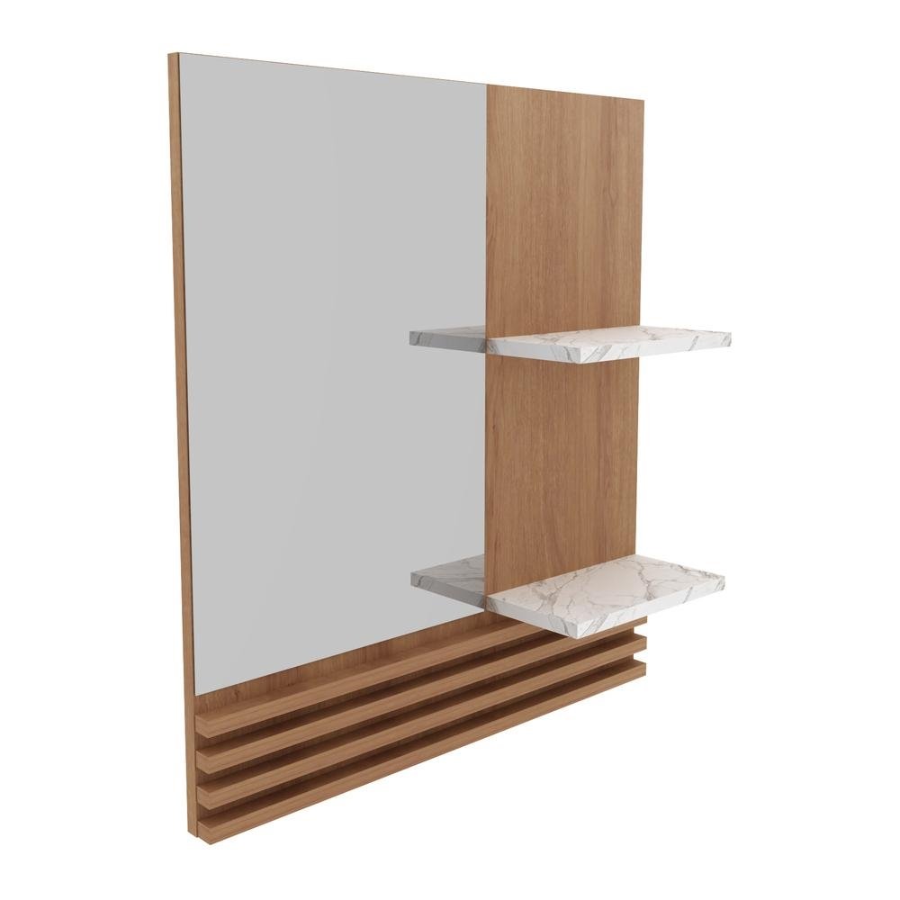Espelheira para Banheiro 60cm Multimoveis CR10092 Amendoa/Marmore Branco