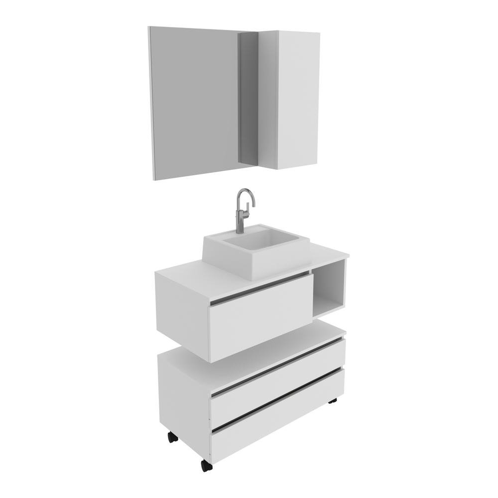 Gabinete de Banheiro com Cuba e Espelheira 80cm Multimoveis CR10094