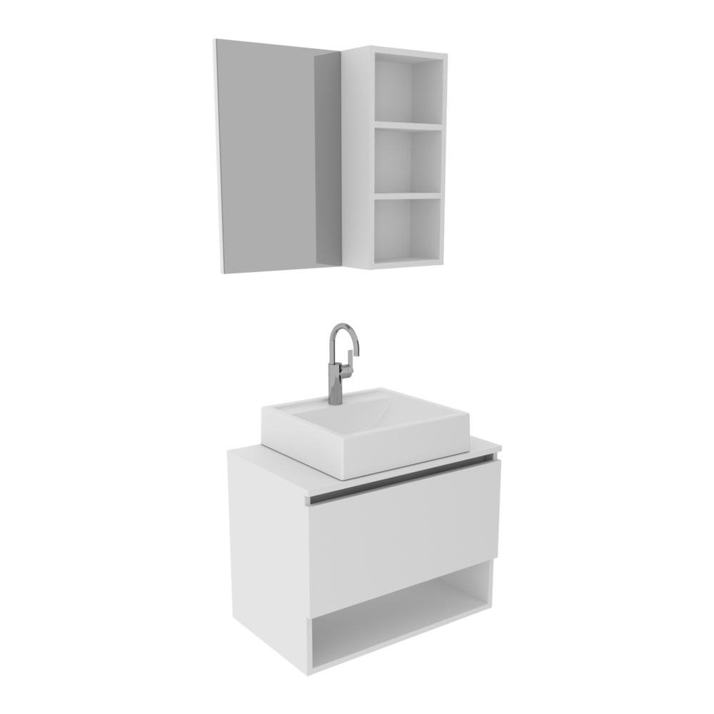 Gabinete de Banheiro com Cuba e Espelheira 60cm Multimoveis CR10096