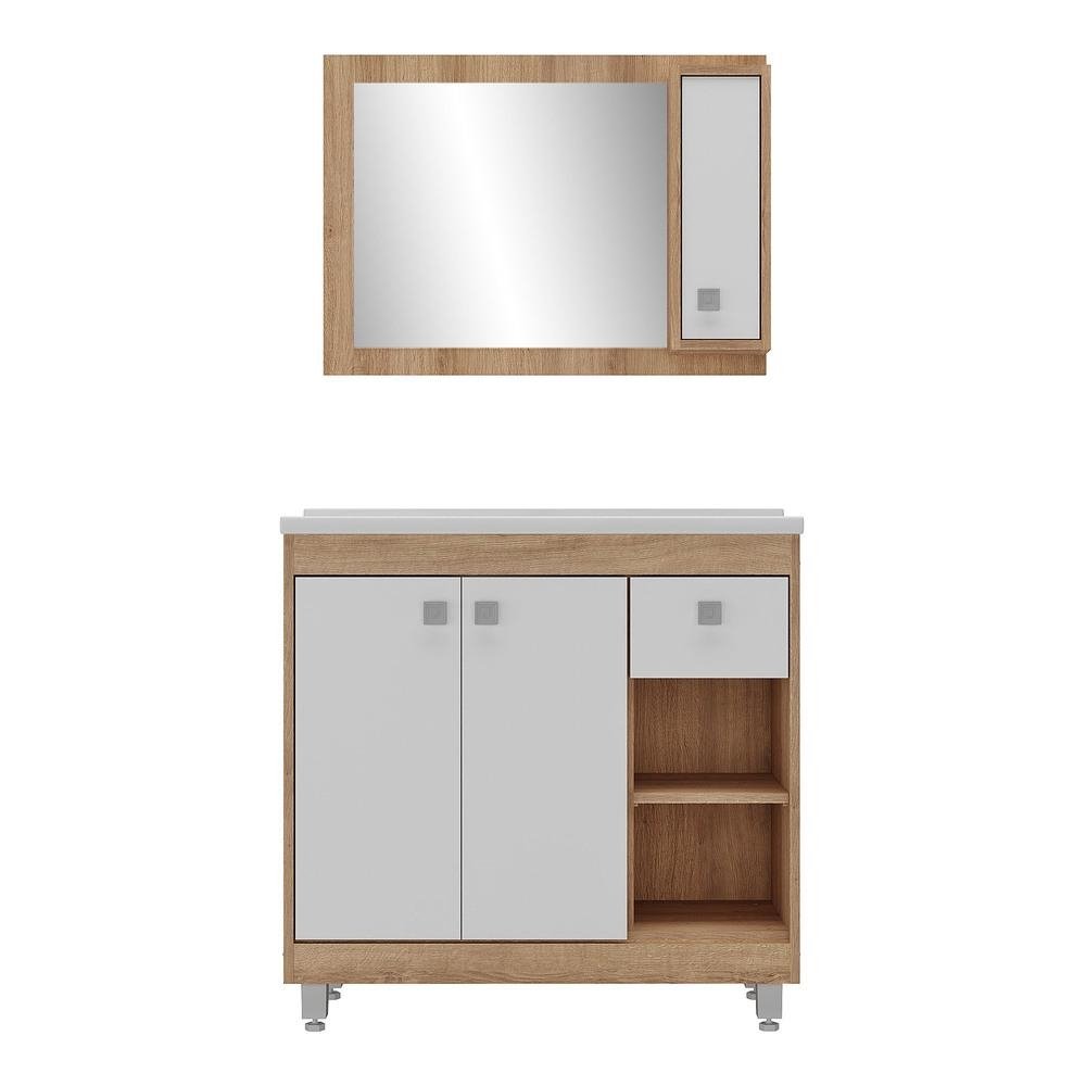 Gabinete Banheiro com Cuba e Espelheira 80cm Multimoveis CR10102