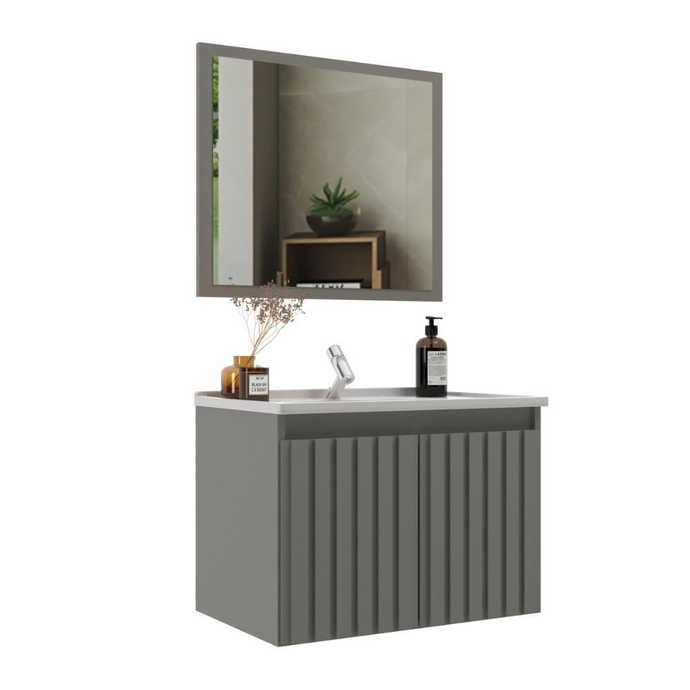 Gabinete Banheiro 60cm com Espelheira e Cuba Multimoveis CR10104