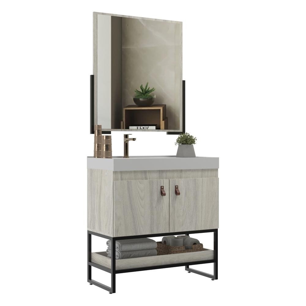 Gabinete Banheiro 79cm com Cuba e Espelheira Multimoveis CR10108