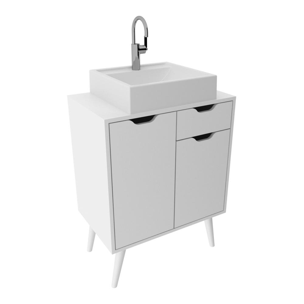 Gabinete Banheiro 60cm 2 Portas e 1 gaveta Retro Multimoveis CR10118