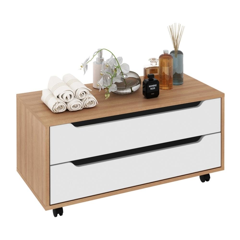 Gabinete Banheiro 80cm 2 Gavetas Retro com Rodizios Multimoveis CR10121
