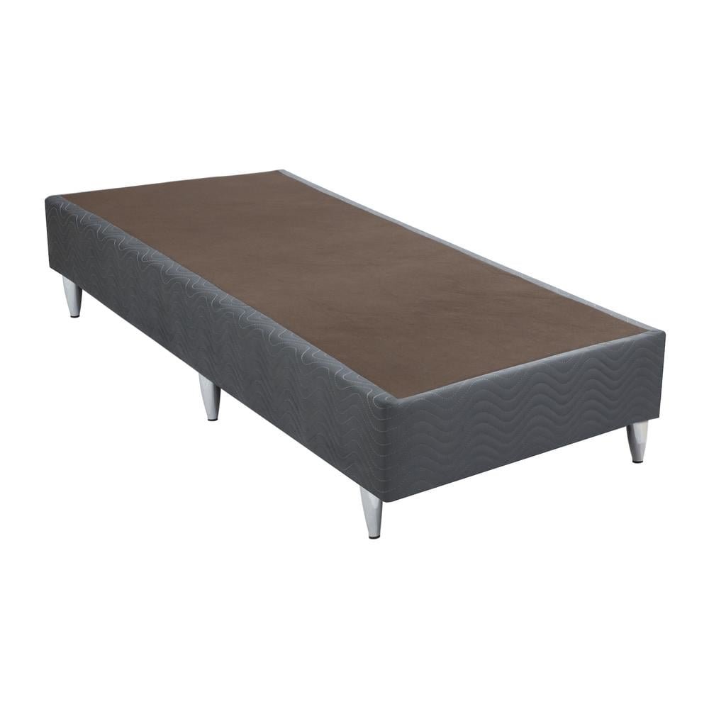 Base Sommier Camurca Cinza Solteiro (78x188x23) - Revestida em Camurca - Ortobom