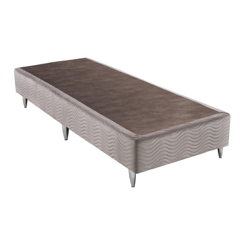 Base Sommier Camurca Bege Solteiro (88x188x30) - Revestida em Camurca - Ortobom