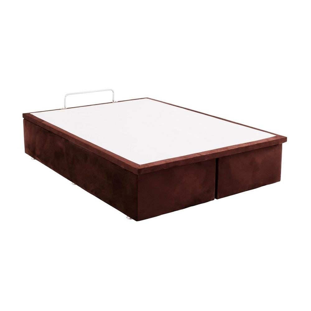 Base Bau Camurca Marrom Queen (158x198x39) - Ortobom