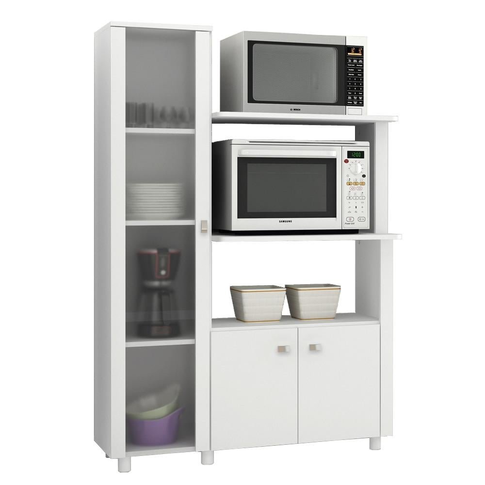 Armario Multiuso para Forno e Microondas com 3 Portas Multimoveis CR20009 Branco