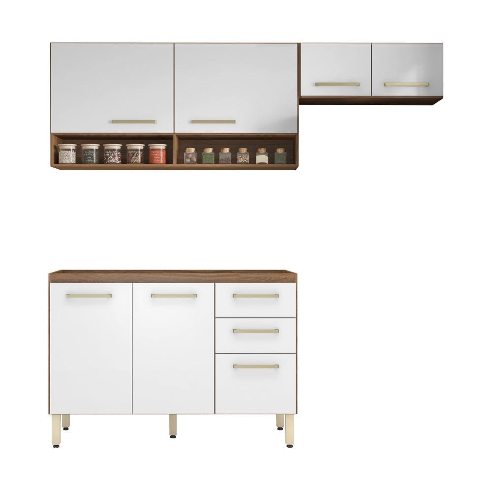 Armario de Cozinha Compacta com Balcao Multimoveis CR20235