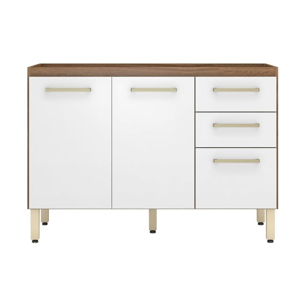 Balcao de Cozinha Gabinete Pia 120cm 3 Portas e 2 Gavetas Multimoveis CR20237