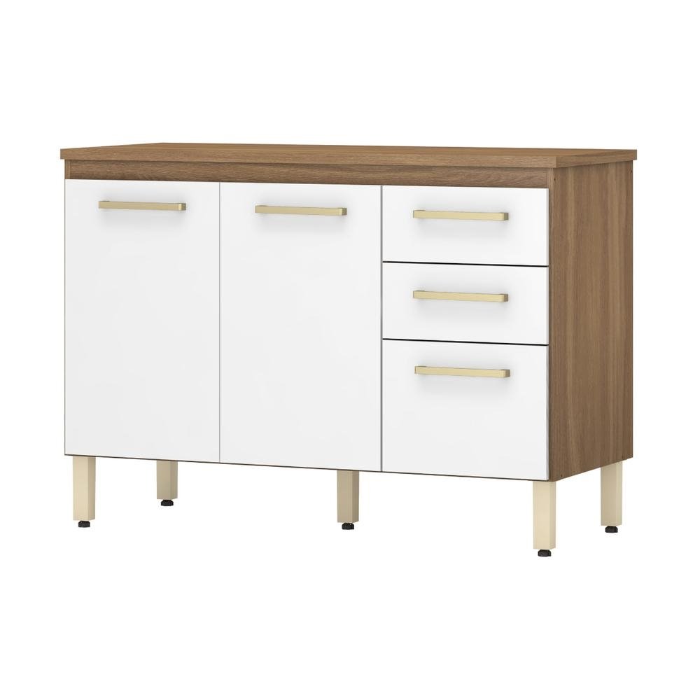 Balcao de Cozinha Gabinete Pia 120cm 3 Portas e 2 Gavetas Multimoveis CR20238