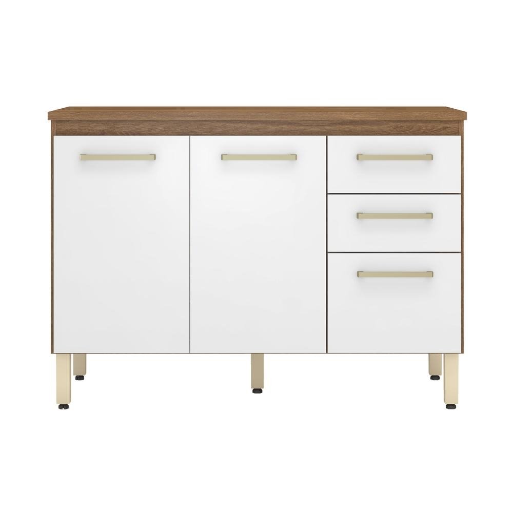 Balcao de Cozinha Gabinete Pia 120cm 3 Portas e 2 Gavetas Multimoveis CR20238