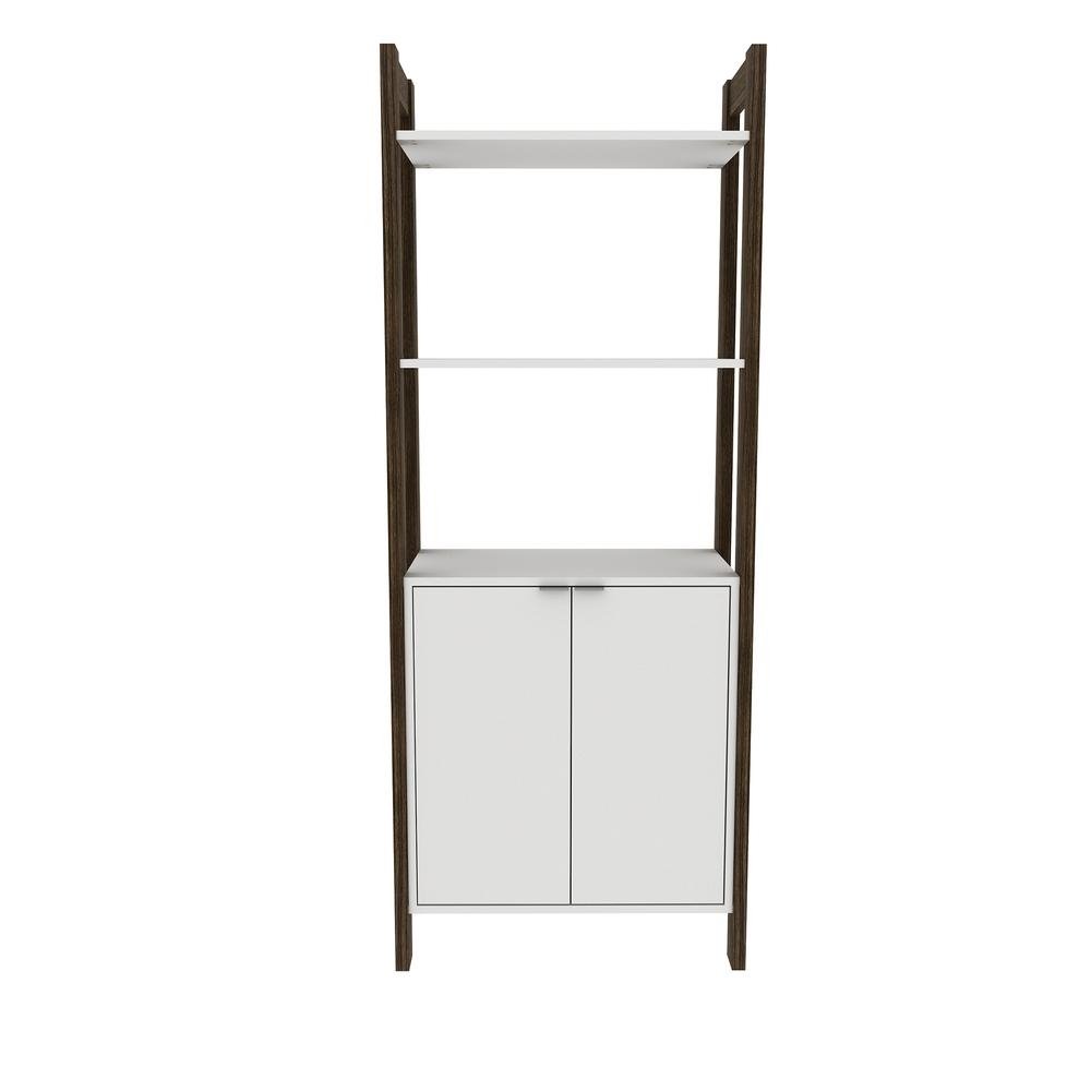 Estante Escritorio Multiuso com 2 Portas Mutimoveis CR25004 Branca/Nogal