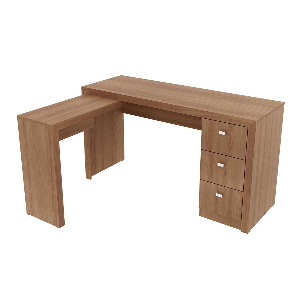 Escrivaninha/Mesa Escritorio de Canto Multimoveis CR25011 Amendoa