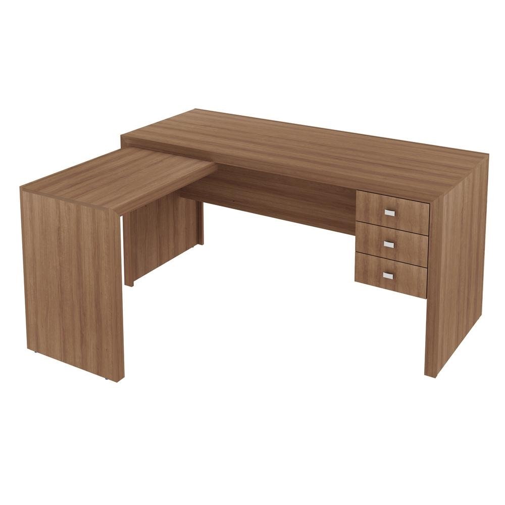 Escrivaninha/Mesa Escritorio de Canto Multimoveis CR25016 Amendoa