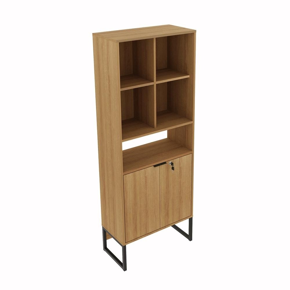Armario Estante com 2 Portas Multimoveis CR25052 Amendoa/Preto