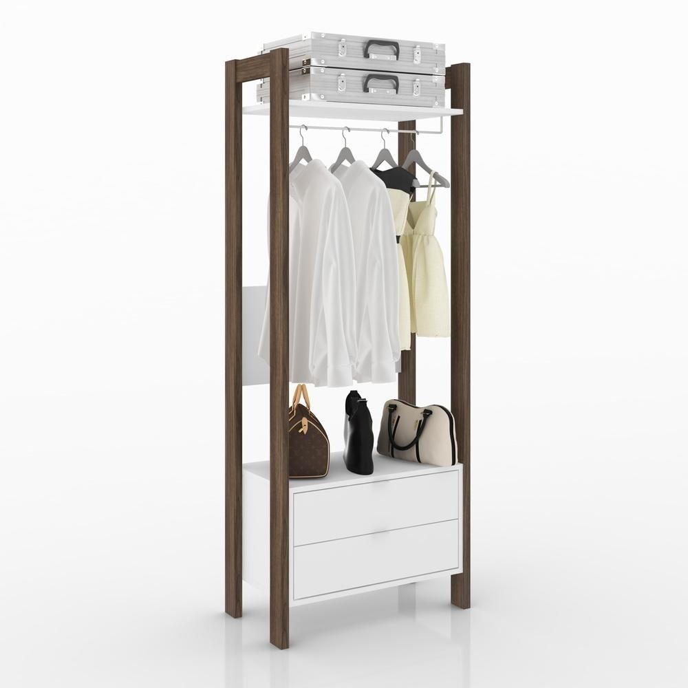 Armario Closet com 2 Gavetas Multimoveis CR35001 Branco/Nogal