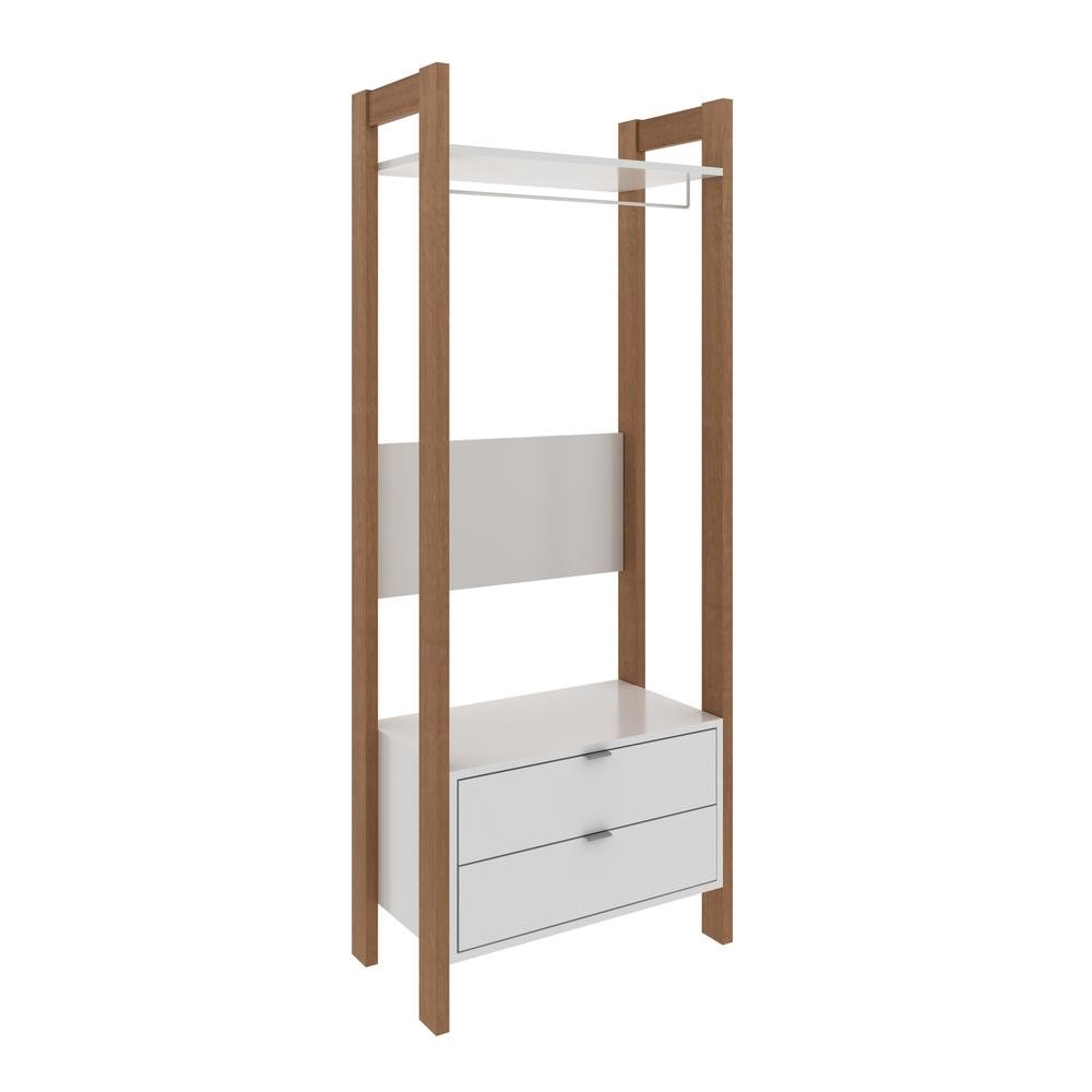 Armario Closet com 2 Gavetas Multimoveis CR35001 Branco/Amendoa