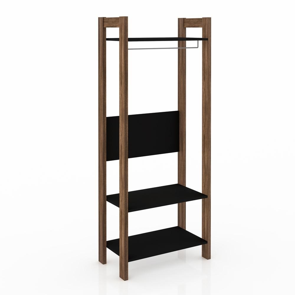 Armario Closet com Prateleira Multimoveis CR35007 Preto/Nogal