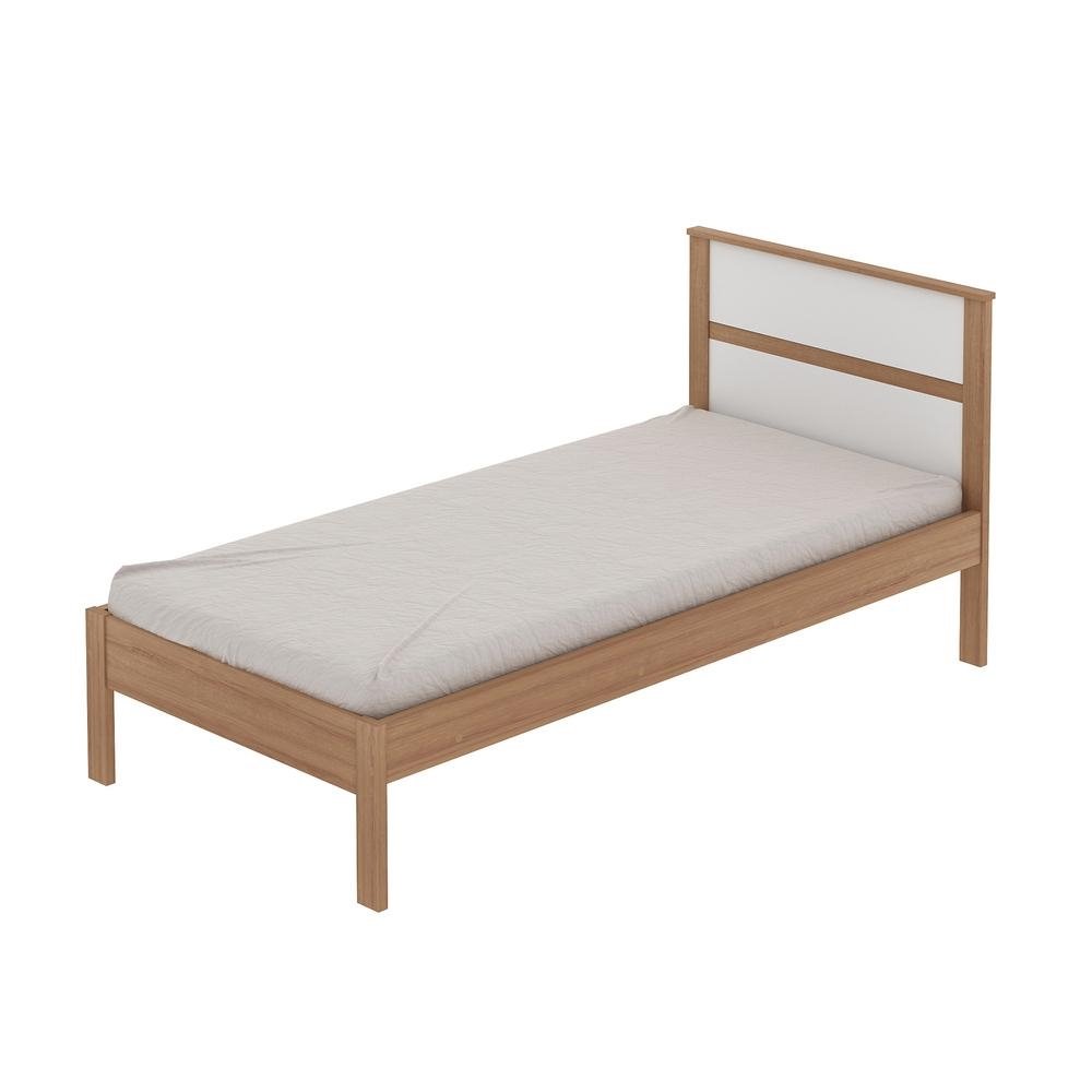 Cama de Solteiro para Colchao 88 x 188 cm Multimoveis CR35008 Amendoa/Branca