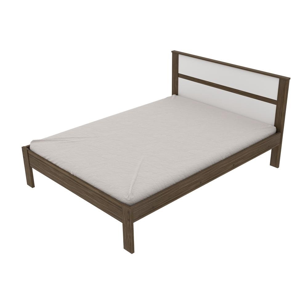 Cama de Casal para Colchao 138 x 188 cm Multimoveis CR35009 Nogal/Branca