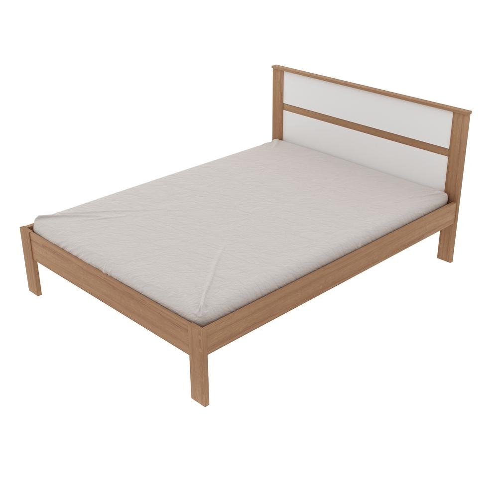 Cama de Casal para Colchao 138 x 188 cm Multimoveis CR35009 Amendoa/Branca