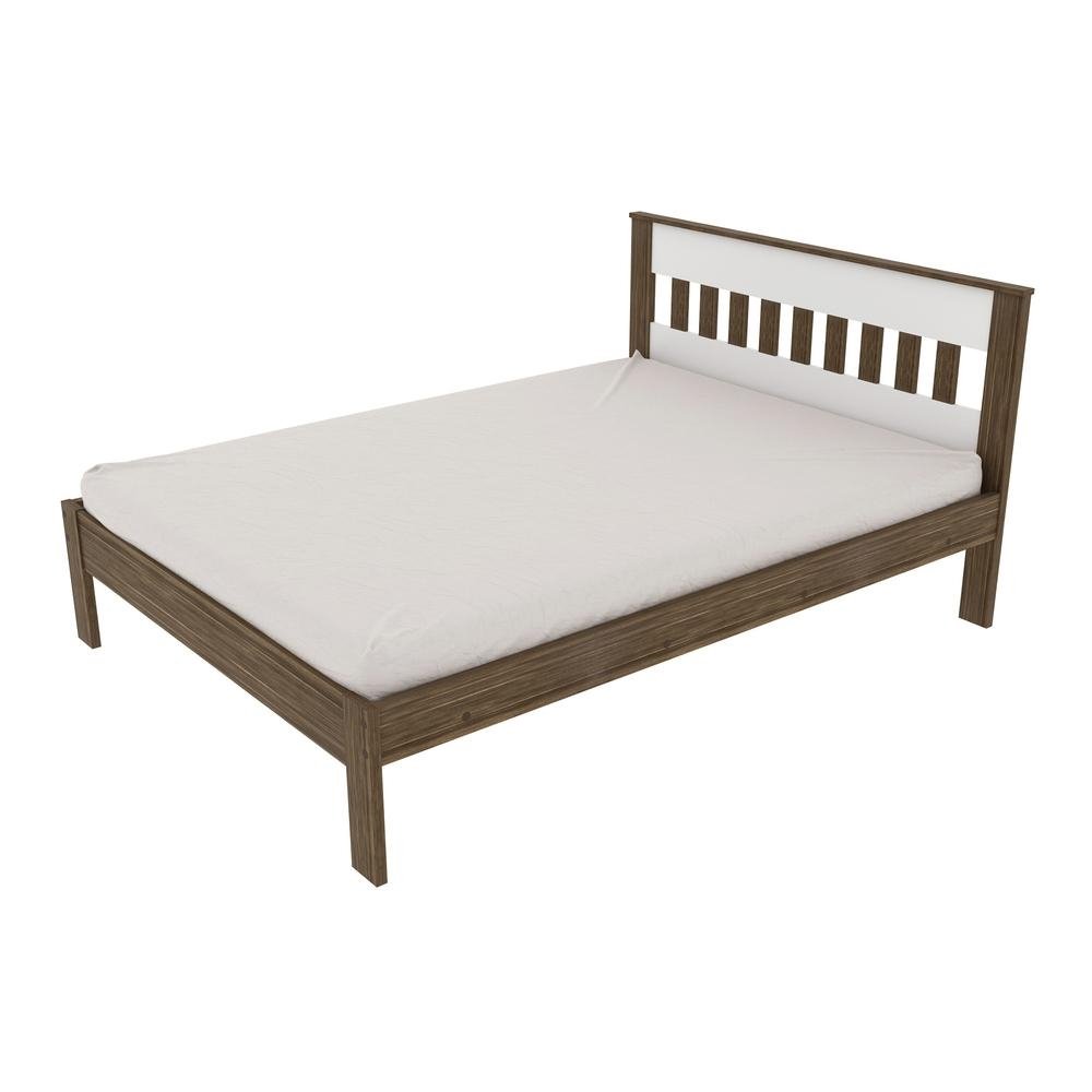 Cama de Casal para Colchao 138 x 188 cm Multimoveis CR35011 Nogal/Branca