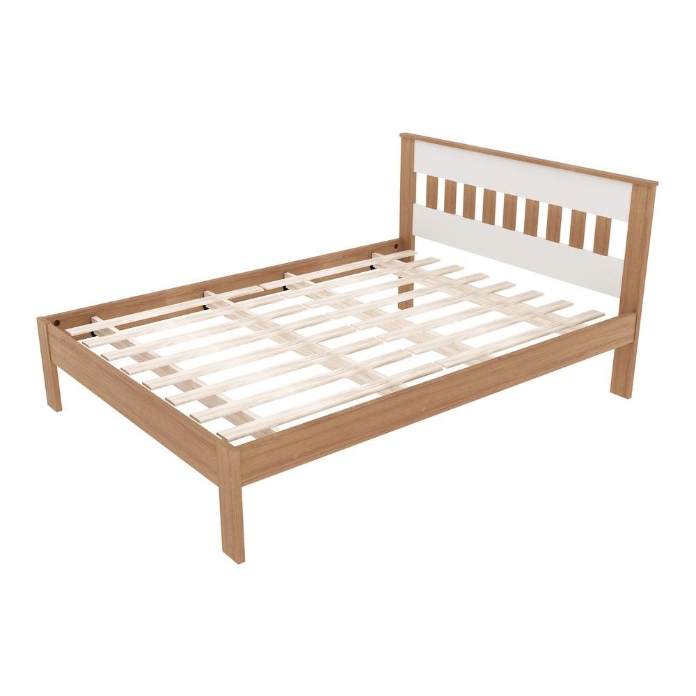 Cama de Casal para Colchao 138 x 188 cm Multimoveis CR35011 Amendoa/Branca