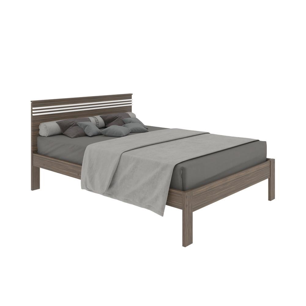 Cama de Casal para Colchao 138 x 188 cm Multimoveis CR35013 Nogal/Branca