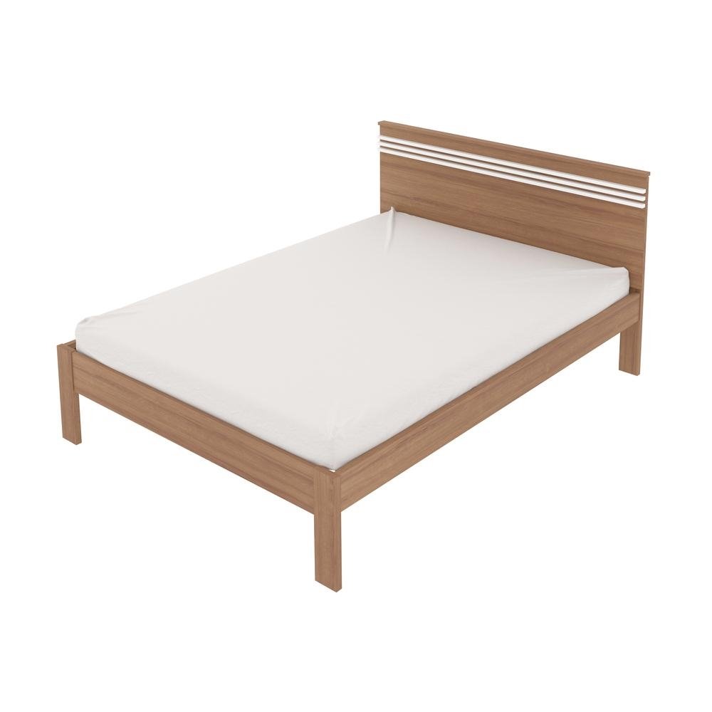 Cama de Casal para Colchao 138 x 188 cm Multimoveis CR35013 Amendoa/Branca