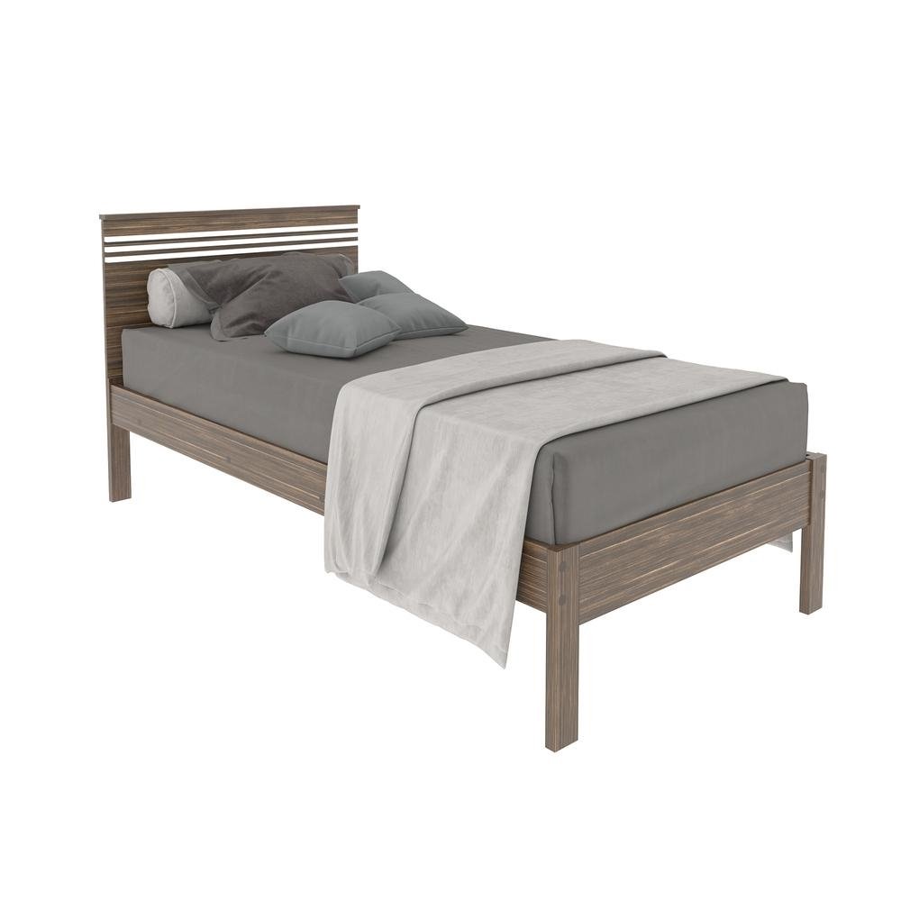 Cama de Solteiro para Colchao 88 x 188 cm Multimoveis CR35014 Nogal/Branca