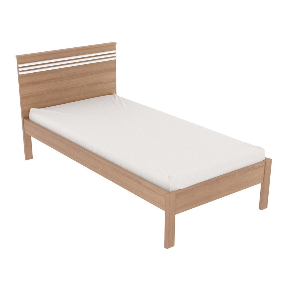Cama de Solteiro para Colchao 88 x 188 cm Multimoveis CR35014 Amendoa/Branca