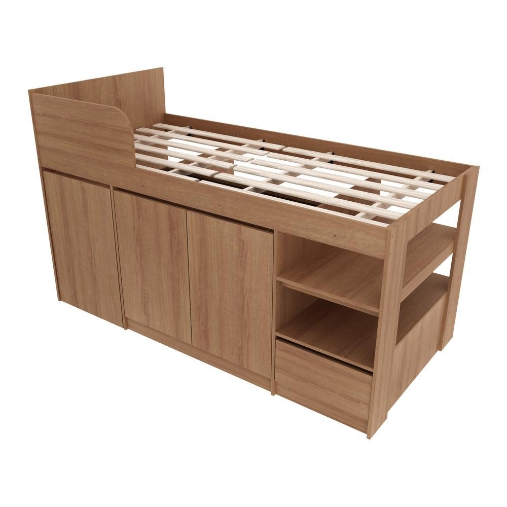 Cama Solteiro com Escrivaninha para Colchao 88 x 188 cm Multimoveis CR35067 Amendoa
