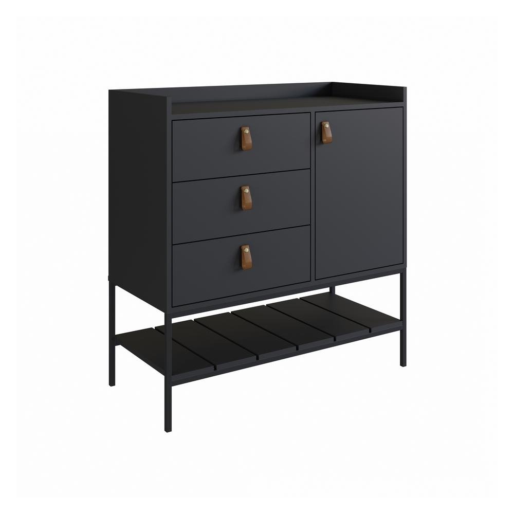 Comoda Balcao Multiuso 3 Gavetas e 1 Porta Multimoveis CR35071 Preto