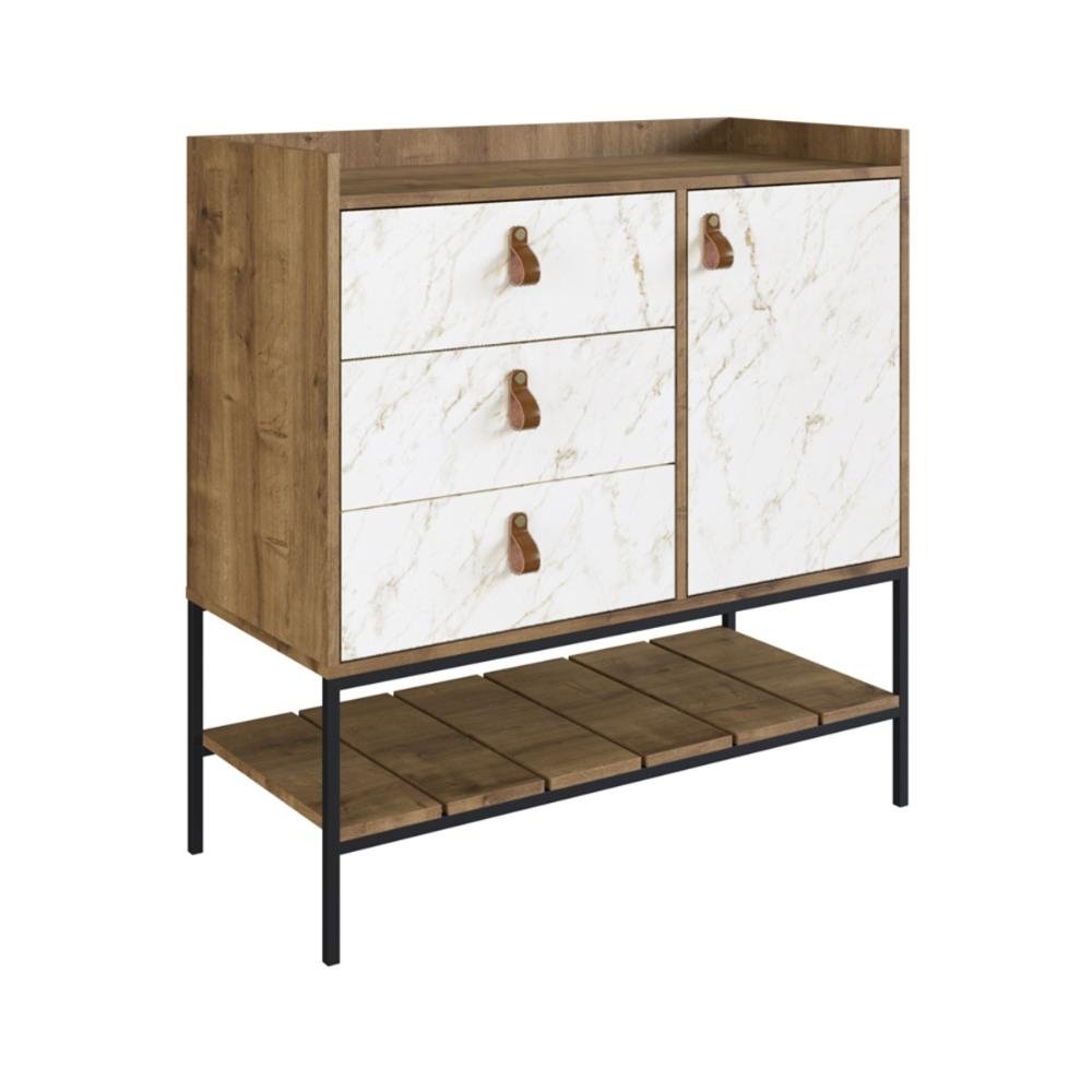 Comoda Balcao Multiuso 3 Gavetas e 1 Porta Multimoveis CR35071 Woodmel/Volakas