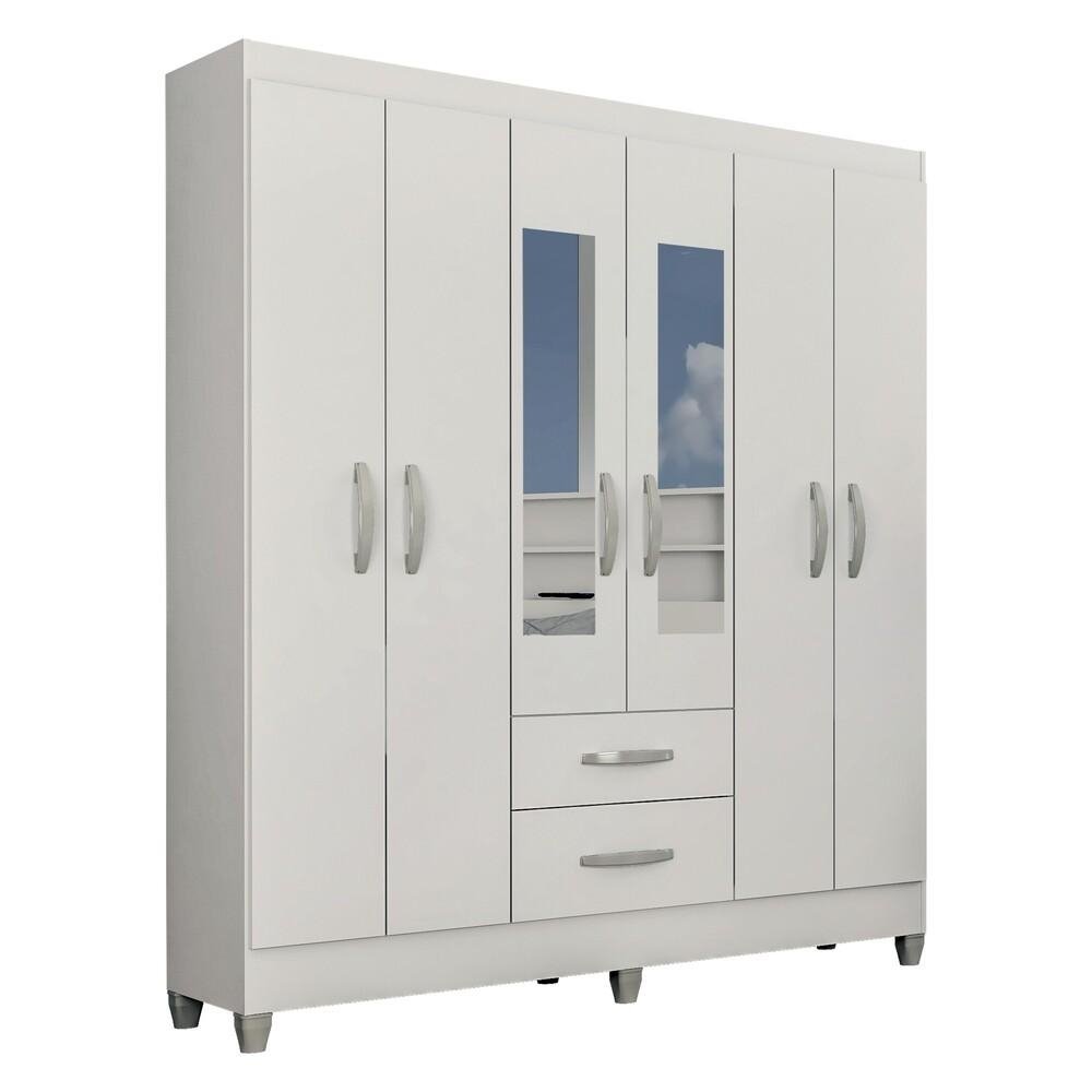 Guarda-Roupas 6 Portas 2 Gavetas e Espelhos Multimoveis CR35143