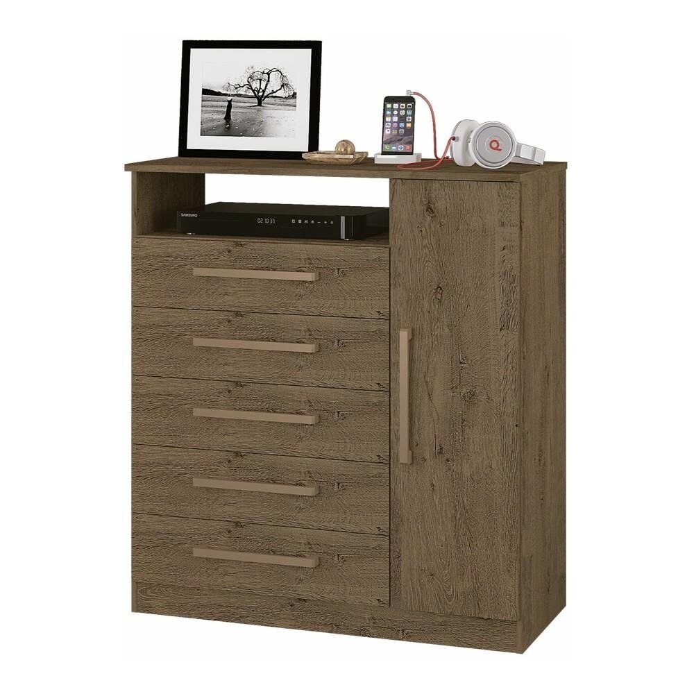 Comoda 91cm 5 Gavetas 1 Porta Multimoveis CR35149