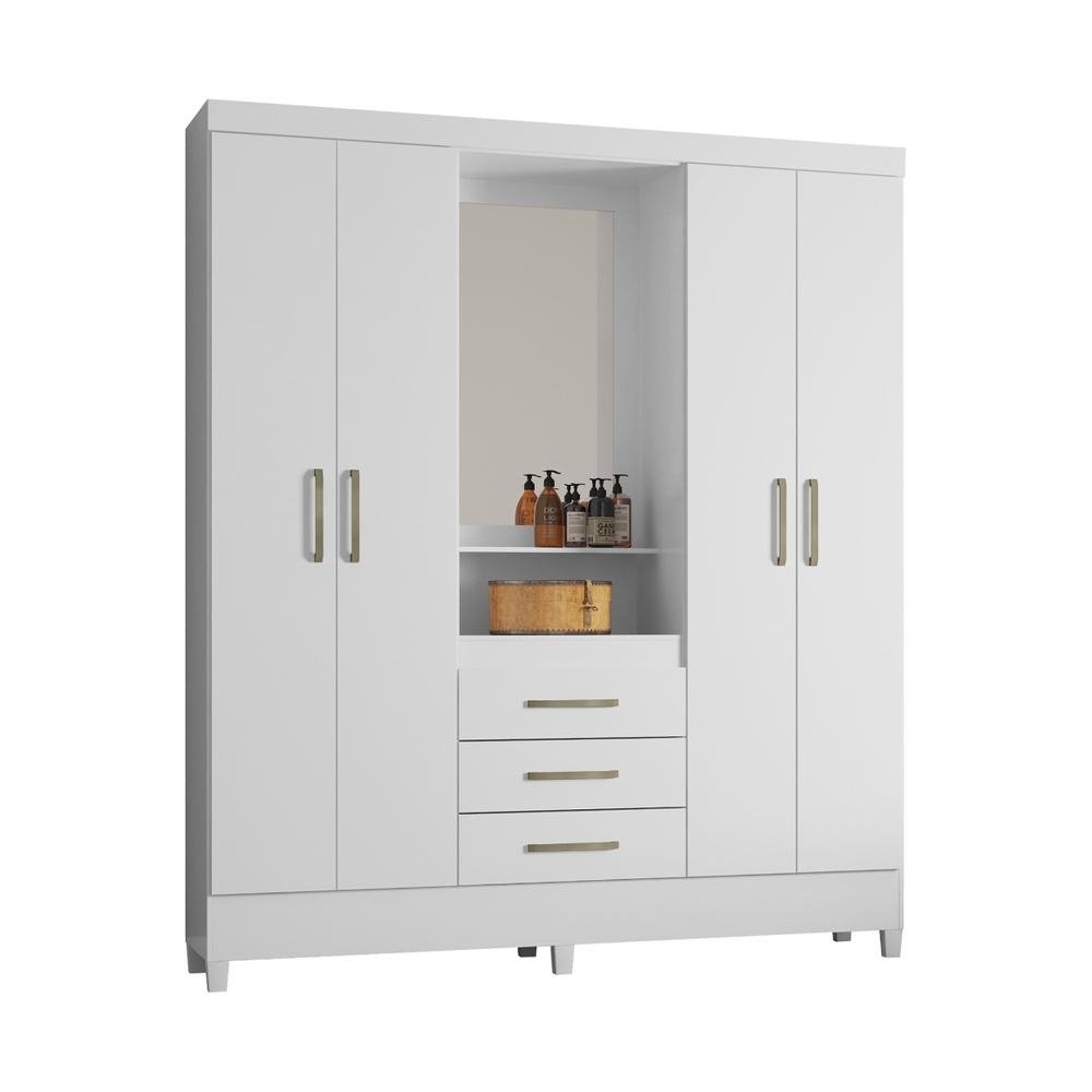 Guarda-Roupas Casal 4 Portas 3 Gavetas e Espelho Multimoveis CR35190