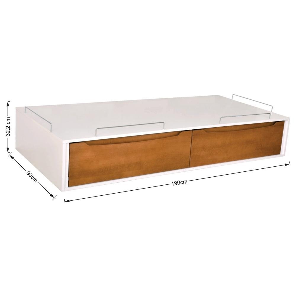 Cama Solteiro Multimoveis CR40013 Branco Acetinado/Mel