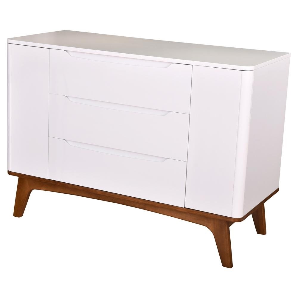 Comoda Infantil 3 Gavetas 2 Portas Multimoveis CR40019 Branco Acetinado/Mel
