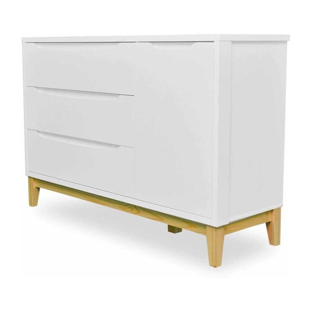 Comoda Infantil 3 Gavetas 1 Porta Multimoveis CR40024 Branco Acetinado