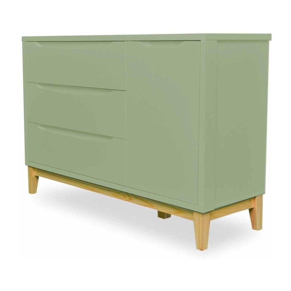 Comoda Infantil 3 Gavetas 1 Porta Multimoveis CR40024 Verde