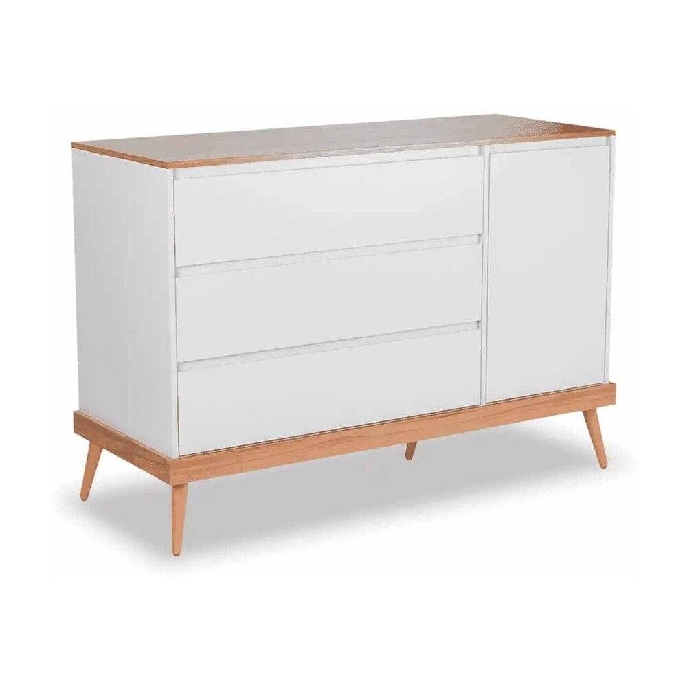 Comoda Infantil 3 Gavetas 1 Porta Multimoveis CR40027 Branco/Amendola