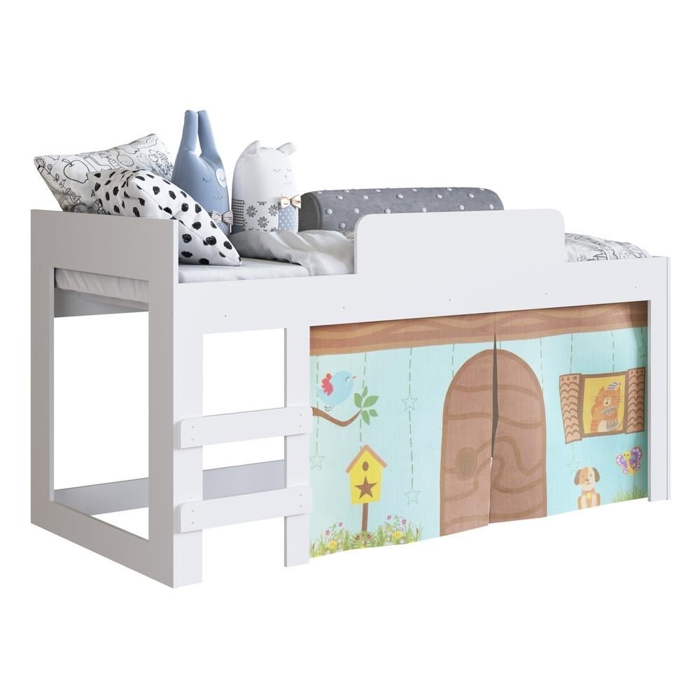Cama Infantil com Cortinas para Colchao 188x88cm Multimoveis CR40068