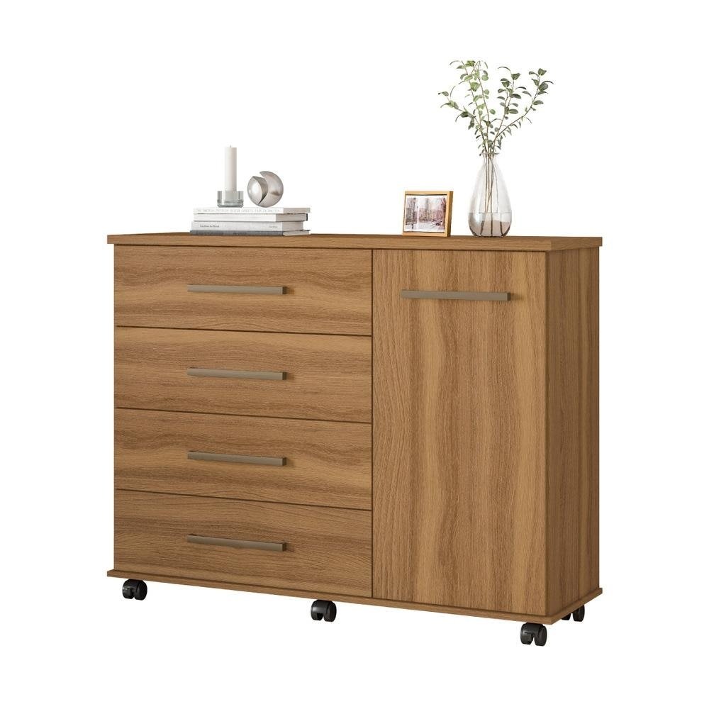 Comoda 1 Porta e 4 Gavetas com Rodizios Multimoveis CR40114