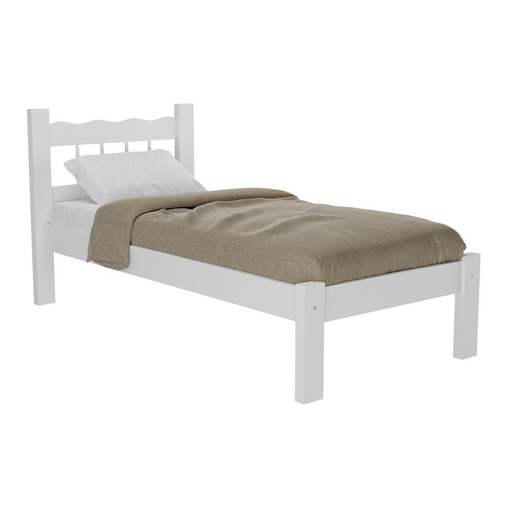 Cama Solteiro Madeira Macica para Colchao 78/88 x 188cm Madri Multimoveis CR4141 Branca