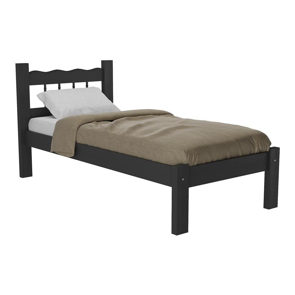 Cama Solteiro Madeira Macica para Colchao 78/88 x 188cm Madri Multimoveis CR4141 Preta