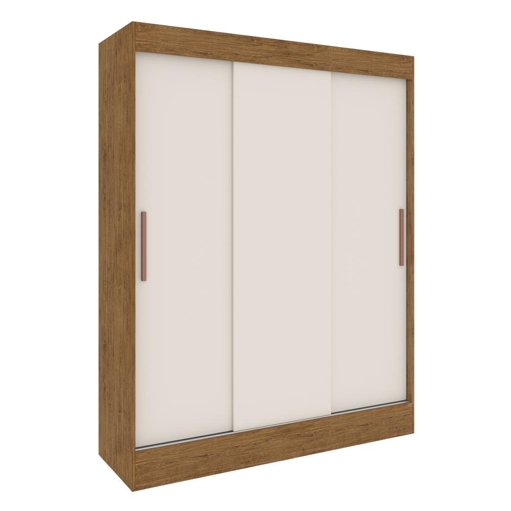 Guarda-Roupa 3 Portas Correr 2 Gavetas Florida Multimoveis CR4142 Nogueira/Off White