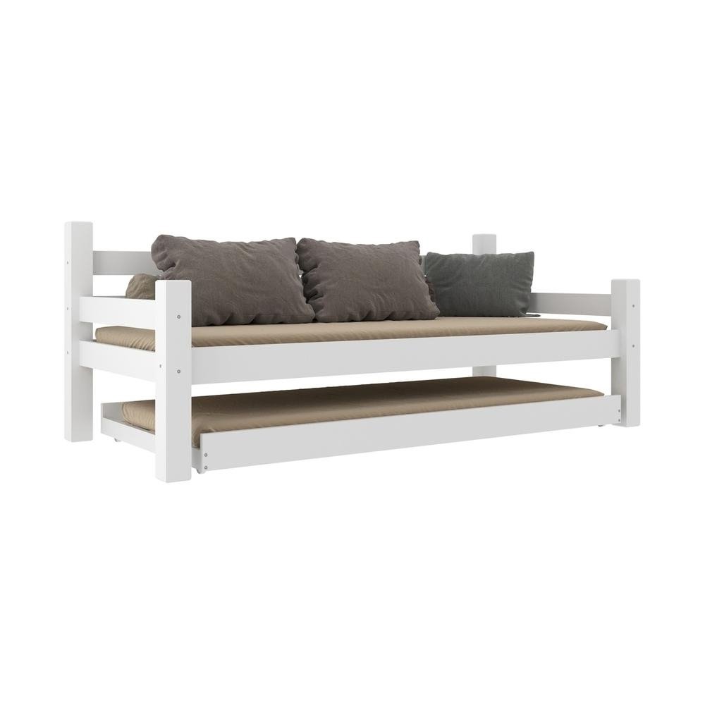 Bicama Madeira Macica com Colchoes Inclusos Paris Multimoveis CR4160 Branco