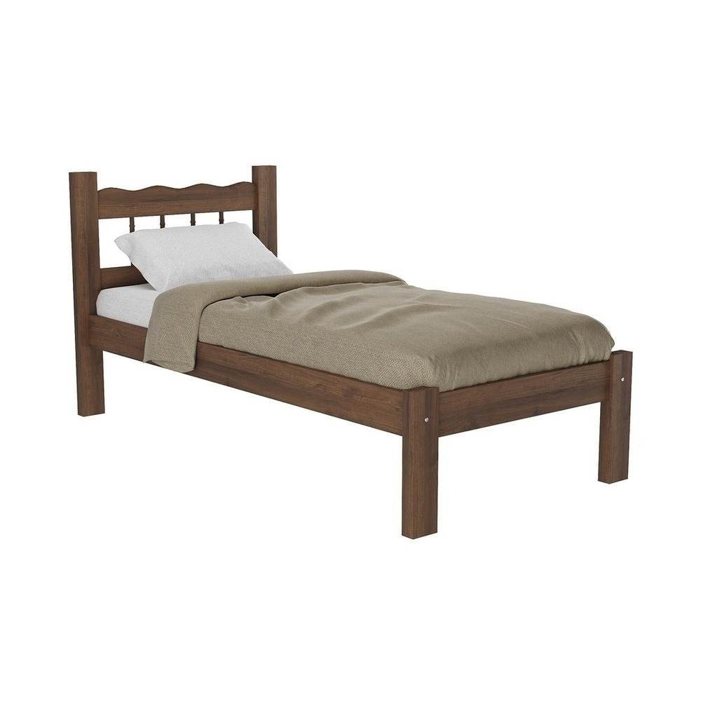 Cama Solteiro Madeira Macica com Colchao Incluso Madri Multimoveis CR4161 Imbuia
